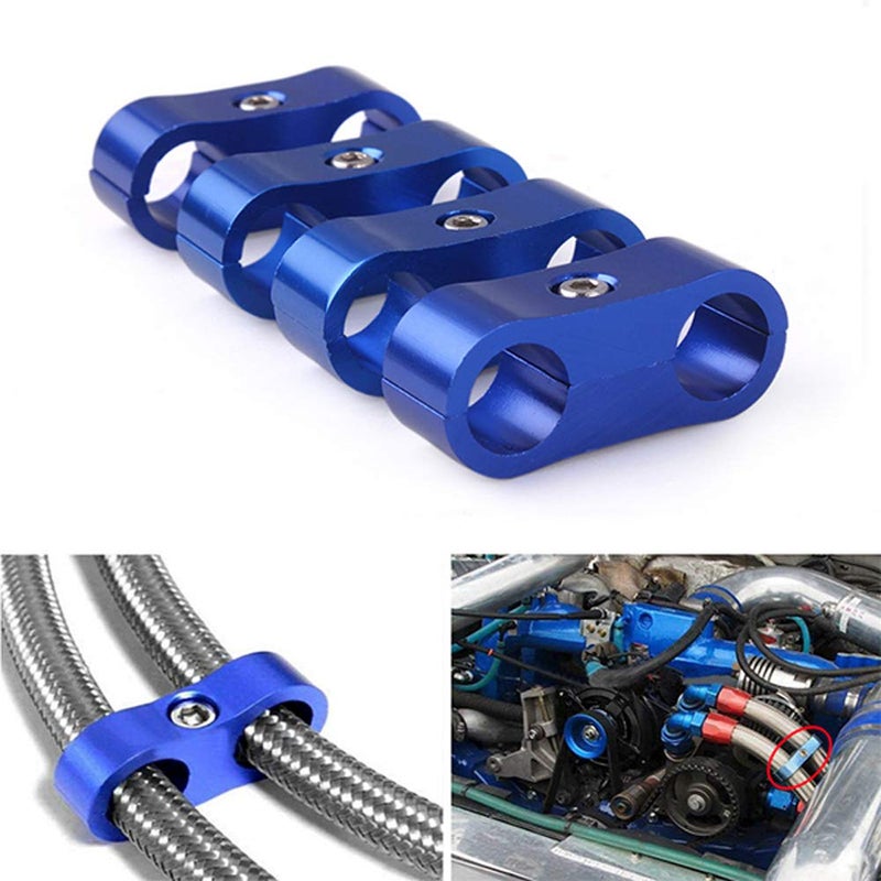 RASTP 6AN Hose Separator Clamp Aluminum Fuel Line Mounting Clamp Divider Hose Fitting Adapter Fit for 3/8 Fuel Line, Oil Line, Brake Line, Water Pipe and Gas Line,Blue,4pcs - Image 5